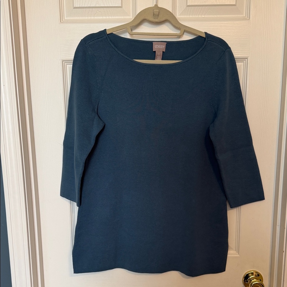 Chico's Blue 3/4 Sleeve Blouse - Picture 1 of 4